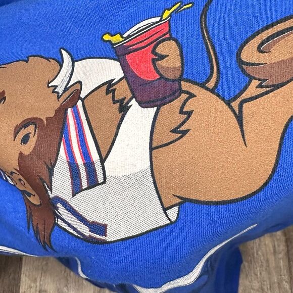 Buffalo Bills Breaking Tables Tailgate Graphic - Blue Long Sleeve, Size M - Picture 4 of 7